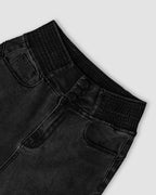 CurveEase High-Waisted Flared Skinny Jeans with Button Detail