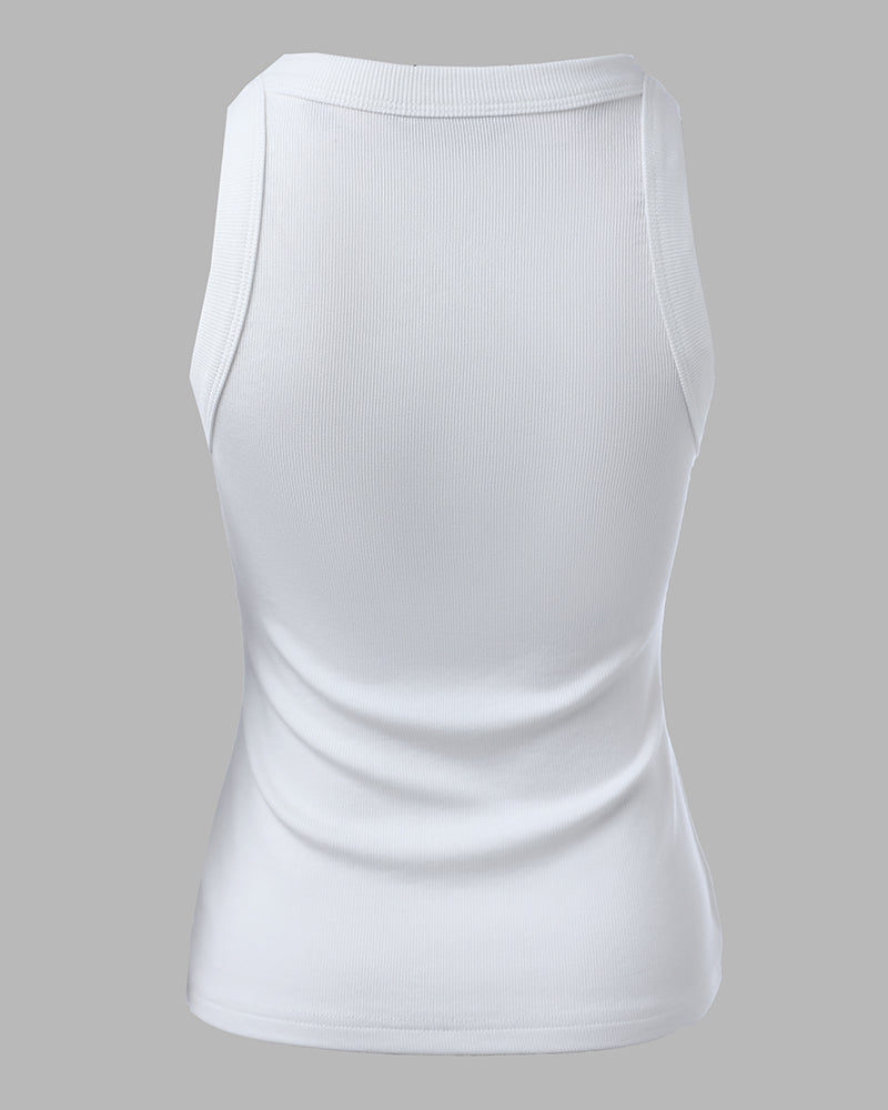 3-Pack Knit Racerback Tank Tops, Round Neck, Thick Straps