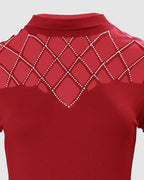 Hollow Rhinestone Cold Shoulder Long-Sleeve Casual T-Shirt