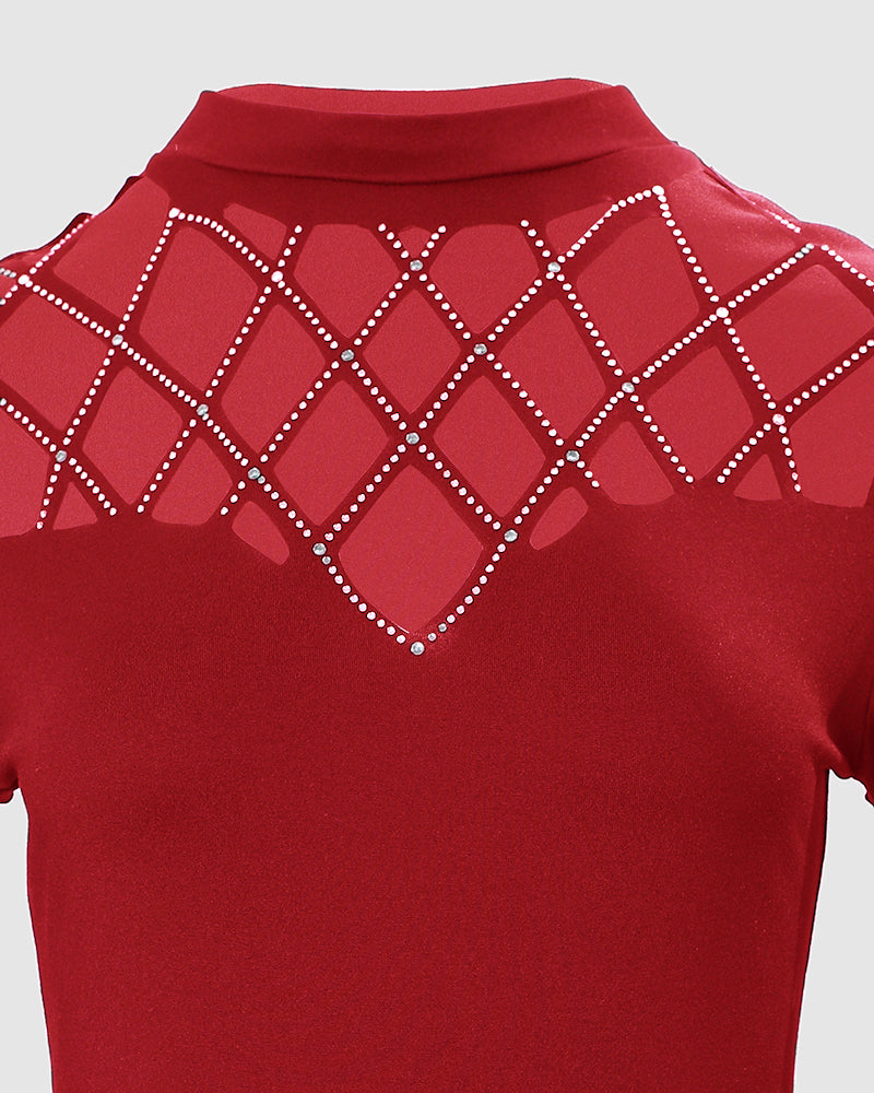 Hollow Rhinestone Cold Shoulder Long-Sleeve Casual T-Shirt