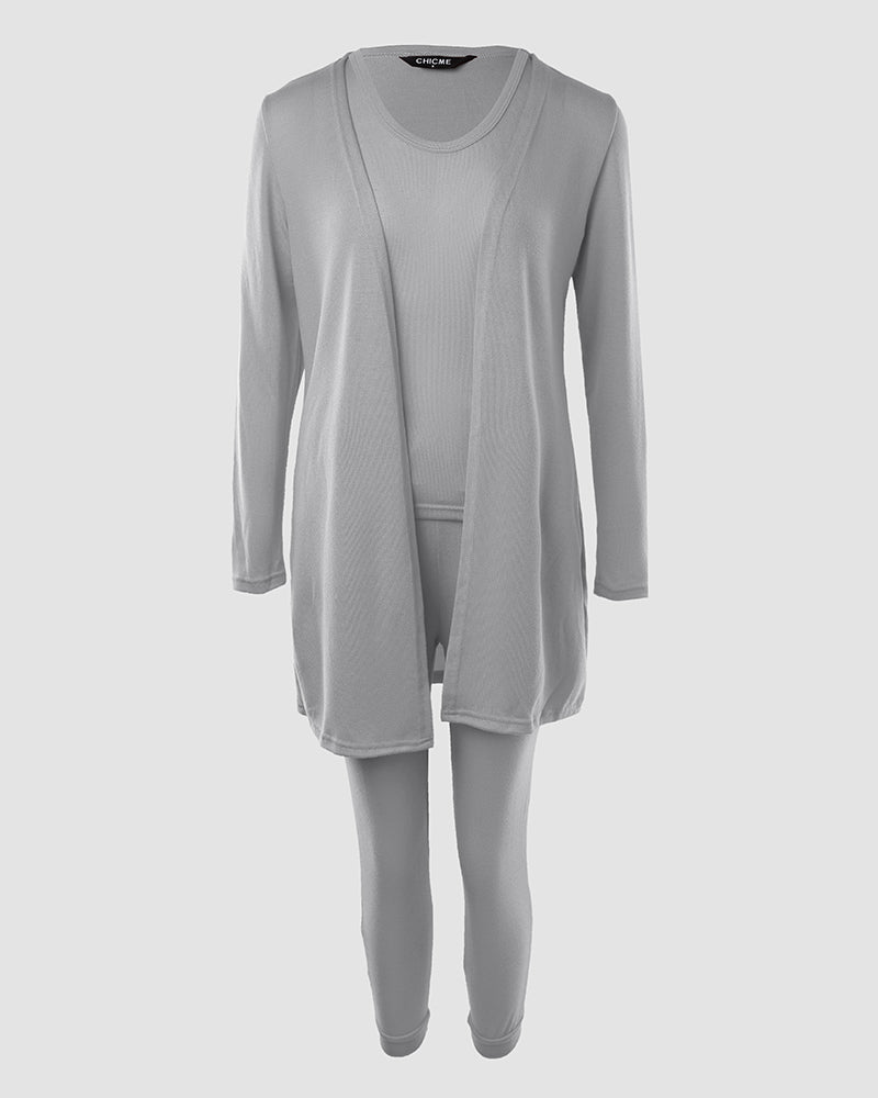 3-Piece Lounge Set: Tank Top, Open Coat, Comfort Pants