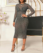 Vintage Chain Print Sheer Mesh Bodycon Cami Outfit