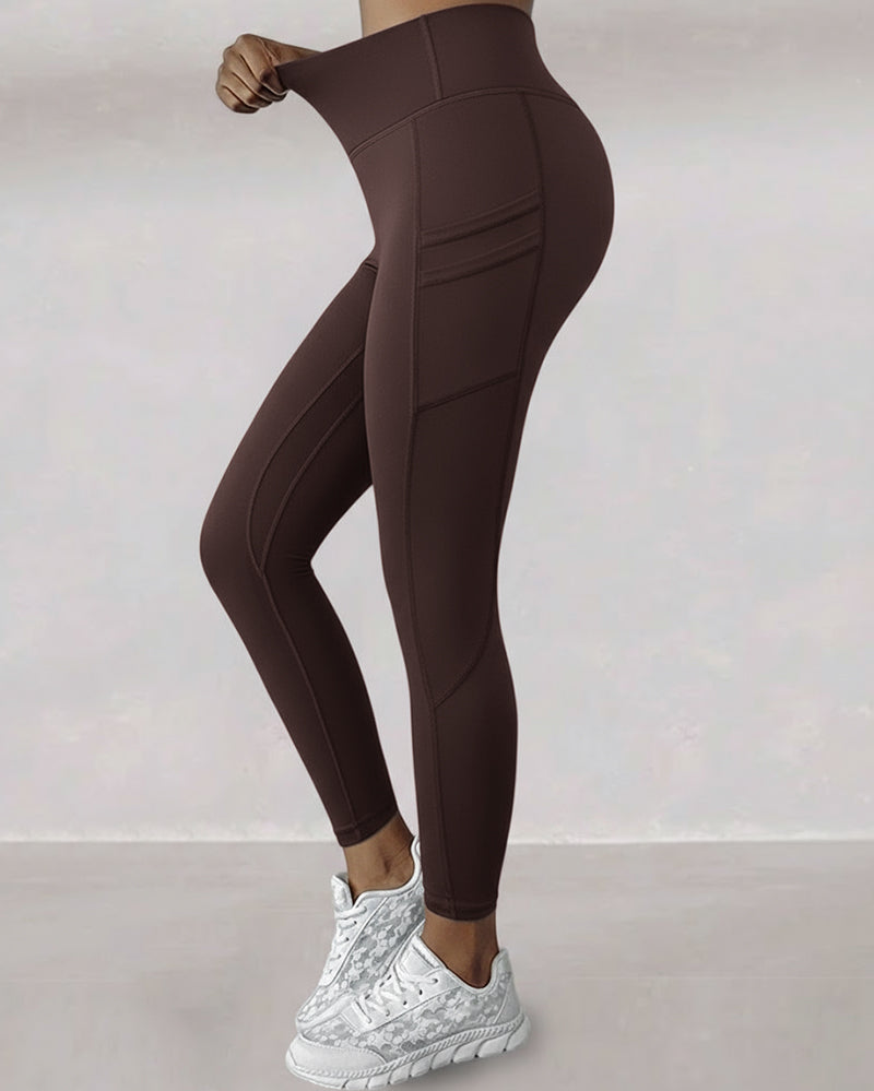 Winter Warm High-Waisted Thermal Yoga Pants with Pockets