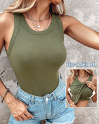 Women's Ribbed Tank Tops with Integrated Bra for Athletics