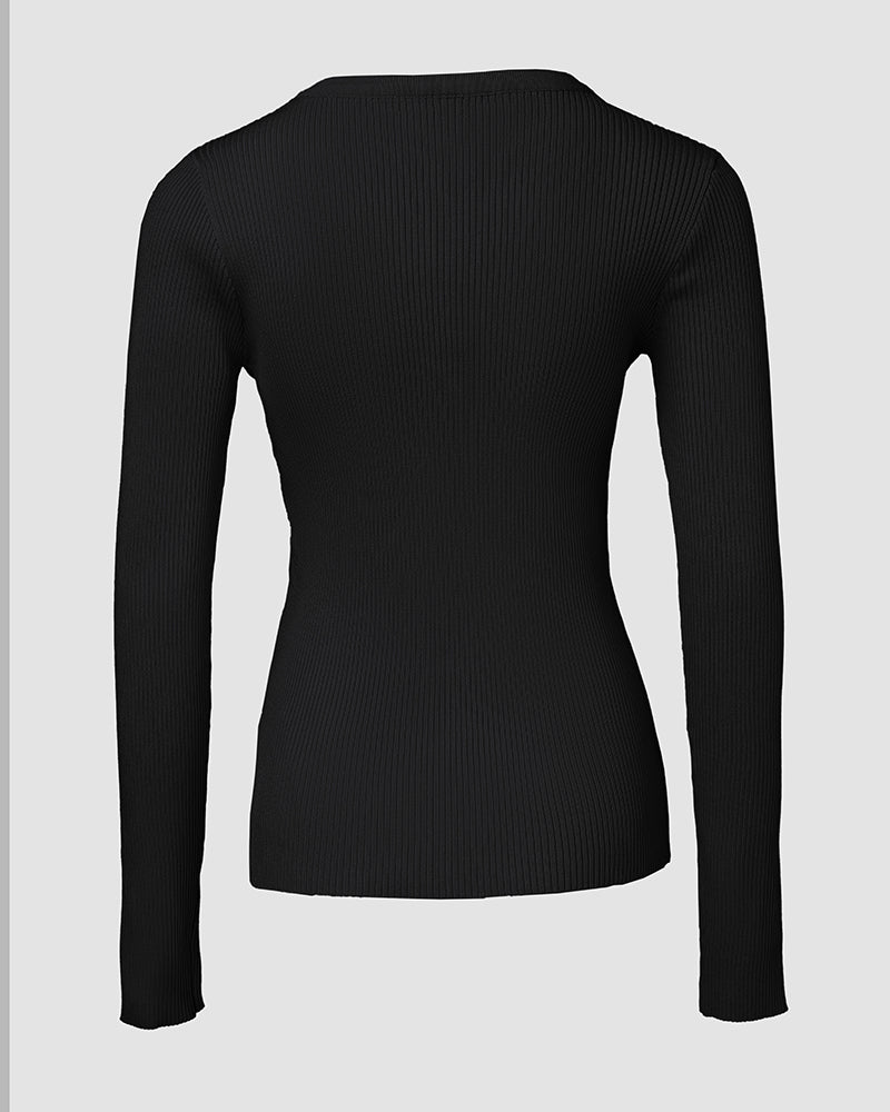 Half-Zip Ribbed Knit Crewneck Sweater with Flap Detail Pullover.