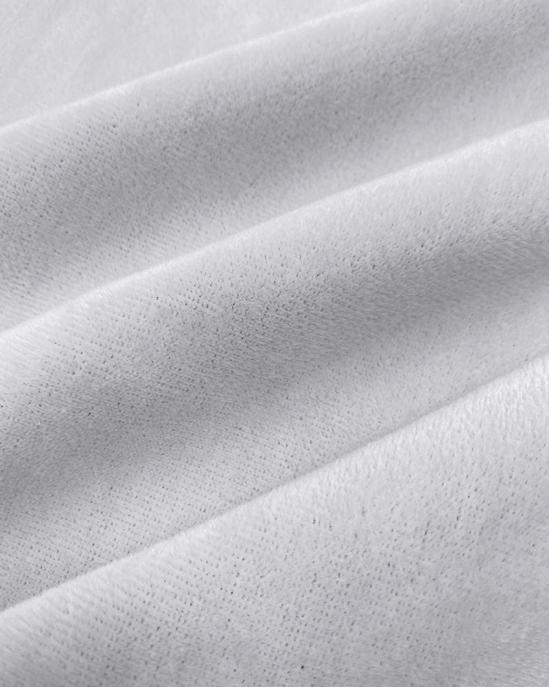 Fleece-Lined U-Neck Long Sleeve Ribbed Thermal Tee, No Padding