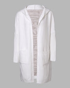 Hooded Heart Pattern Oversized Cardigan with Open Front