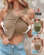 Women's Ribbed Tank Tops with Integrated Bra for Athletics