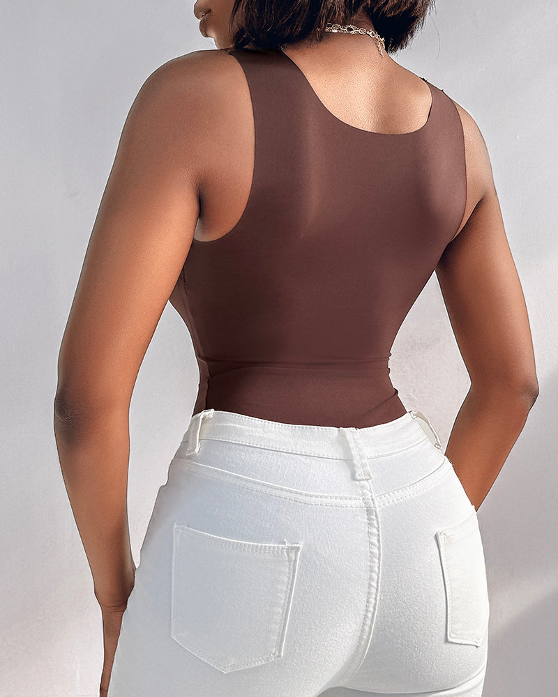 Contourx U Neck Sleeveless Shapewear Bodysuit with Built-in Bra
