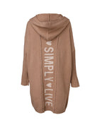 Hooded Heart Pattern Oversized Cardigan with Open Front
