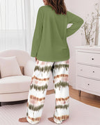 "2-Piece Ombre Pants and Letter Print Top Casual Ensemble"
