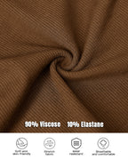 U-Neck Long Sleeve Ribbed Top with Built-In Bra