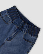 CurveEase High-Waisted Flared Skinny Jeans with Button Detail