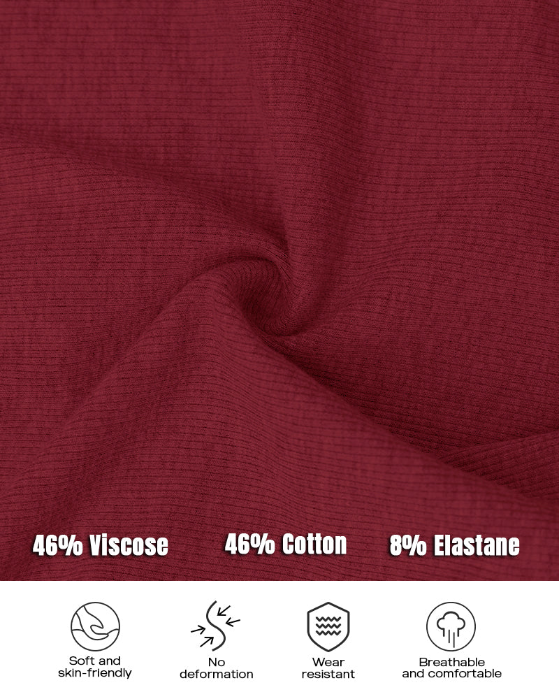 Rib Knit Notch Neck Long Sleeve Top with Built-In Bra