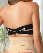 Strapless Bandeau Bralette with Side Closure and Criss Cross Top