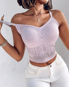 2-Pack Women's Lace V-Neck Camisole Bralettes with Adjustable Straps