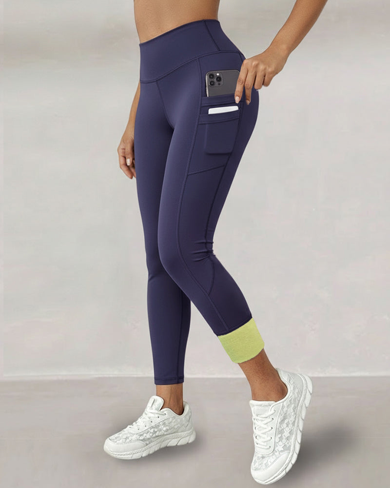 Winter Warm High-Waisted Thermal Yoga Pants with Pockets