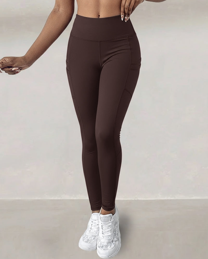 Winter Warm High-Waisted Thermal Yoga Pants with Pockets