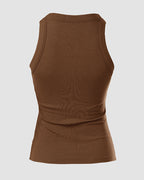 Round Neck Ribbed Tank Top with Integrated Bra