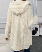 Argyle Hooded Teddy Coat with Buttoned Slits