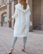 Hooded Heart Pattern Oversized Cardigan with Open Front