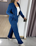 Two-Piece Ensemble Featuring Long-Sleeve Hoodie and Straight-Leg Pants
