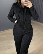 Two-Piece Ensemble Featuring Long-Sleeve Hoodie and Straight-Leg Pants