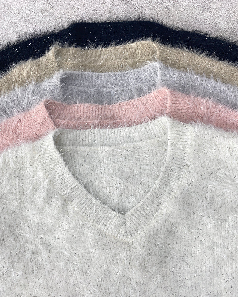 V-Neck Long Sleeve Tassel Fringe Pullover Sweater for Fall/Winter