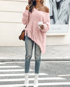 V-Neck Long Sleeve Tassel Fringe Pullover Sweater for Fall/Winter