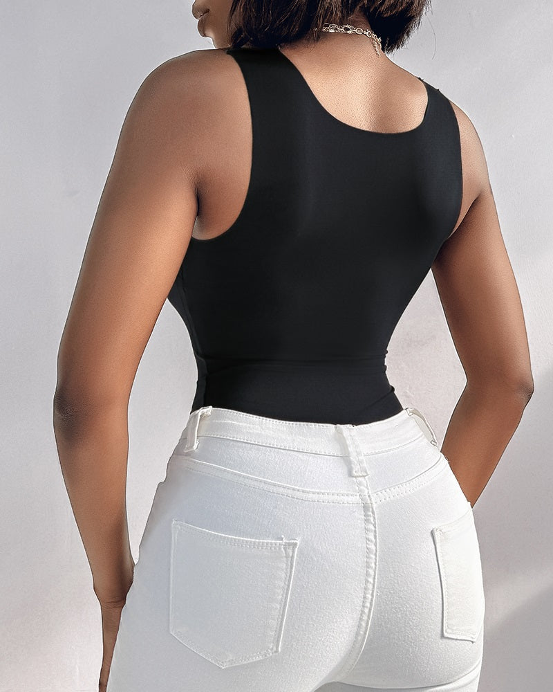 Contourx U Neck Sleeveless Shapewear Bodysuit with Built-in Bra
