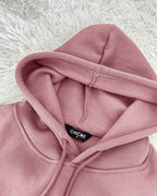Argyle Textured Hooded Teddy Jacket with Long Sleeves and Side Slits