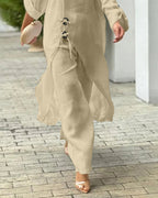 One-Shoulder Top with Coordinating Wide-Leg Pants Set