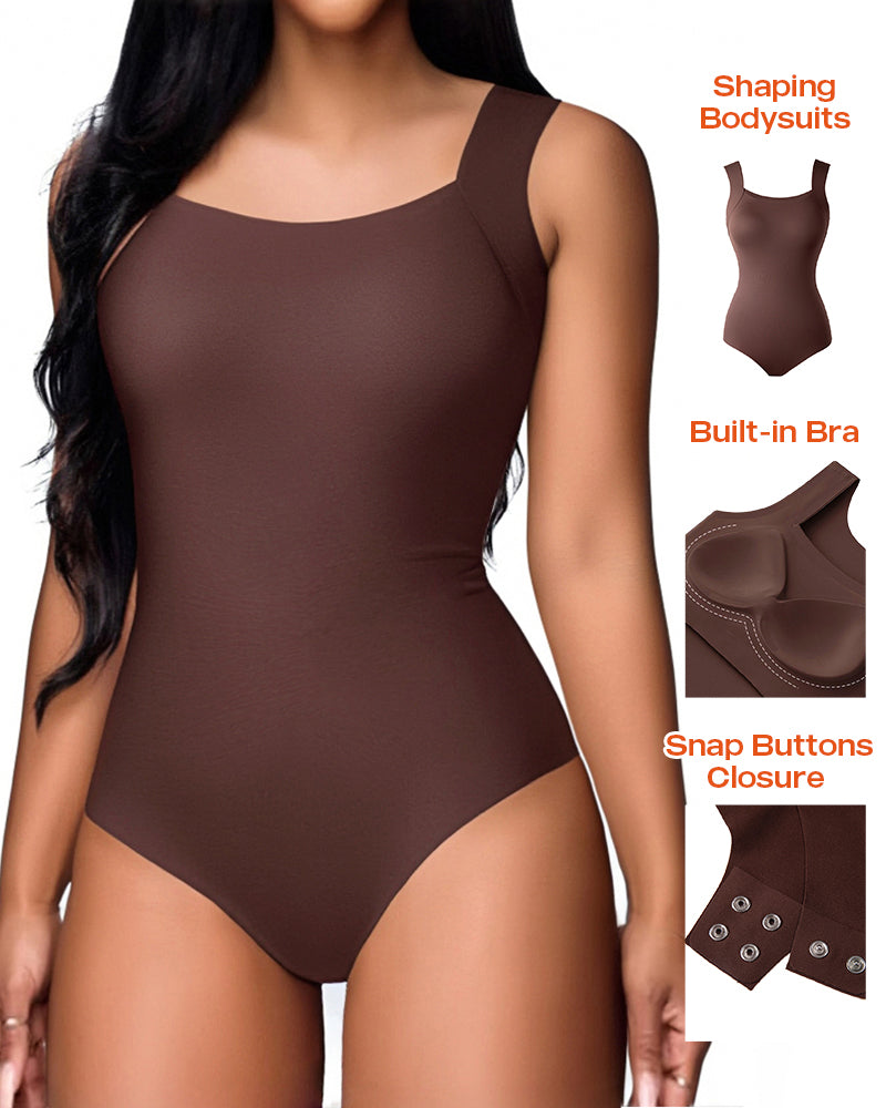 Contourx U Neck Sleeveless Shapewear Bodysuit with Built-in Bra