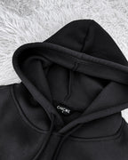 Argyle Textured Hooded Teddy Jacket with Long Sleeves and Side Slits