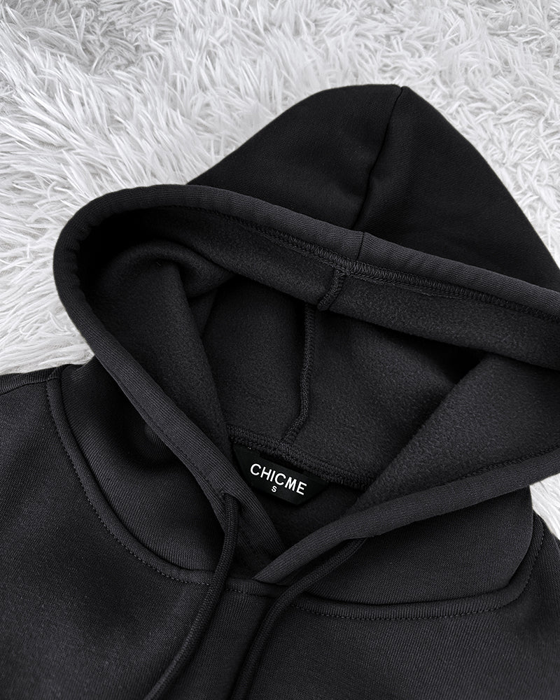 Argyle Textured Hooded Teddy Jacket with Long Sleeves and Side Slits