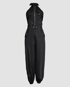 2-Piece High Neck Sleeveless Top and Cuffed Cargo Pants Set