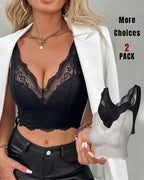 2-Pack Scallop Trim Lace V-Neck Bralette Camisoles