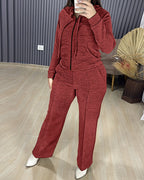 Two-Piece Ensemble Featuring Long-Sleeve Hoodie and Straight-Leg Pants