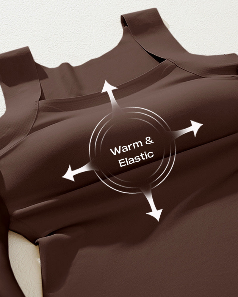 U-Neck Sleeveless Seamless Tank with Integrated Bra for Layering