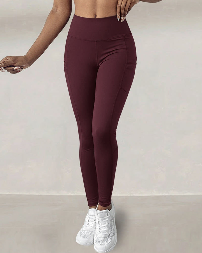 Winter Warm High-Waisted Thermal Yoga Pants with Pockets