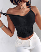 2-Pack Women's Lace V-Neck Camisole Bralettes with Adjustable Straps