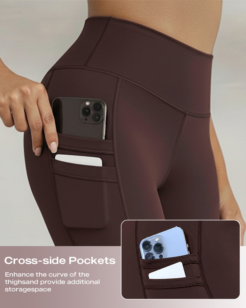 Winter Warm High-Waisted Thermal Yoga Pants with Pockets