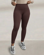 Winter Warm High-Waisted Thermal Yoga Pants with Pockets