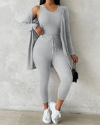 3-Piece Lounge Set: Tank Top, Open Coat, Comfort Pants