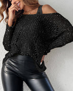 2-Piece Sweater Set with Open-Knit Top and Inner Tank Blouse