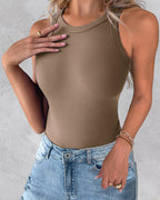 3-Pack Knit Racerback Tank Tops, Round Neck, Thick Straps