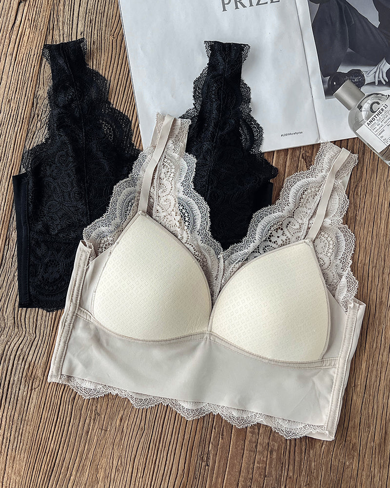 2-Pack Scallop Trim Lace V-Neck Bralette Camisoles