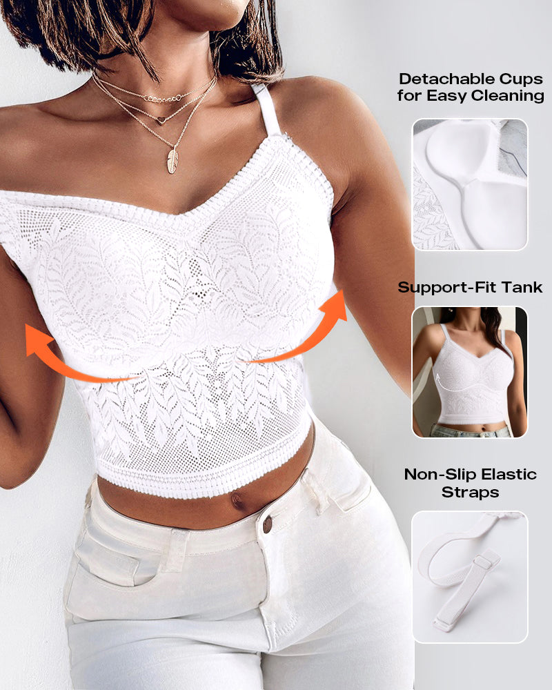 Lace V-Neck Camisole with Adjustable Spaghetti Straps Bralette