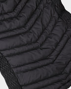 Fuzzy Trim Hooded Puffer Jacket with Shirred Zipper Pockets