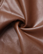 Curveease High-Waist Fleece-Lined PU Leather Casual Leggings